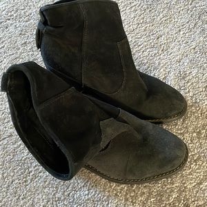Suede wedge booties black size 6